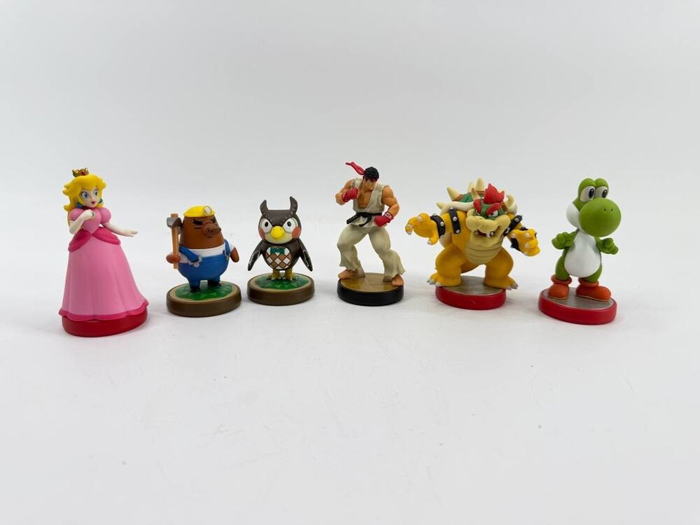 Nintendo Amiibo Figure Lot Peach Bowser Yoshi Ryu Timmy Blathers Set 6